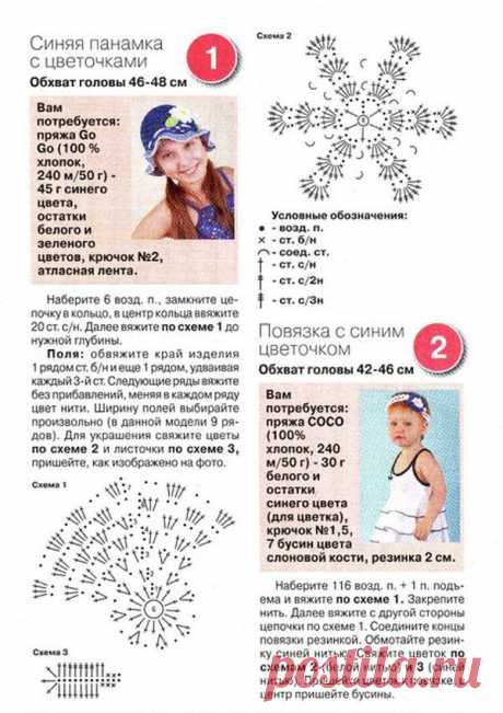 Детские панамки. Схемы вязания / Увлечения и хобби