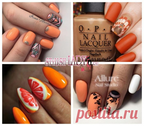 Оранжевый маникюр - более 50-ти идей с фото