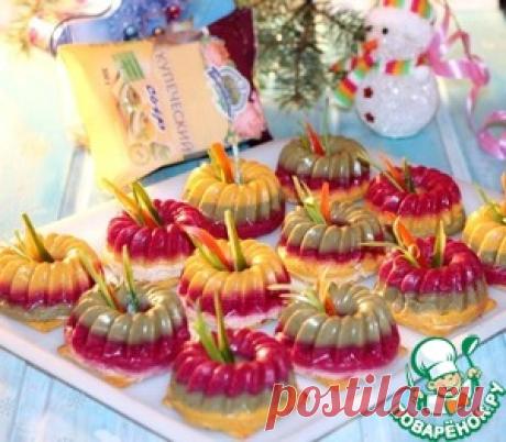 Фуршетная желатиновая закуска "Шуба" - кулинарный рецепт