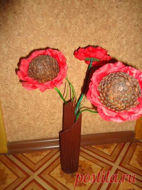 Маки из кофейных зерен