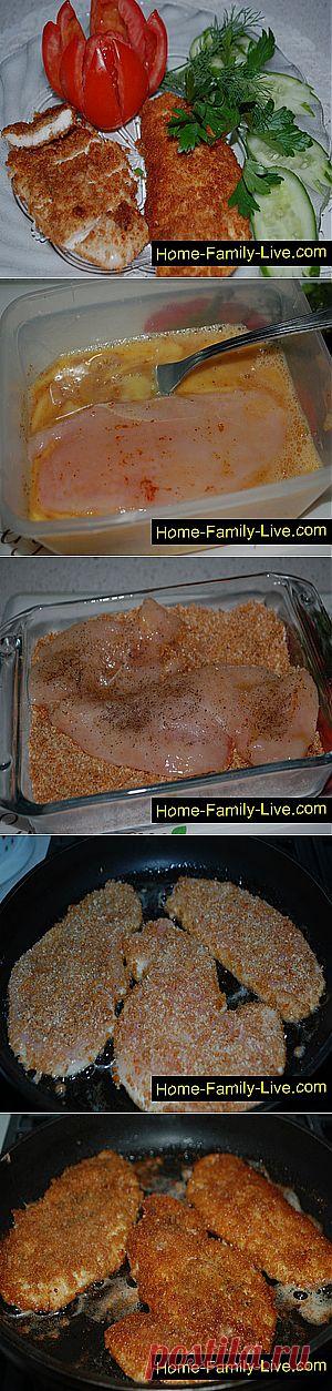Кулинарные рецепты Шницель - пошаговый фоторецепт - отбивная куриная грудка
