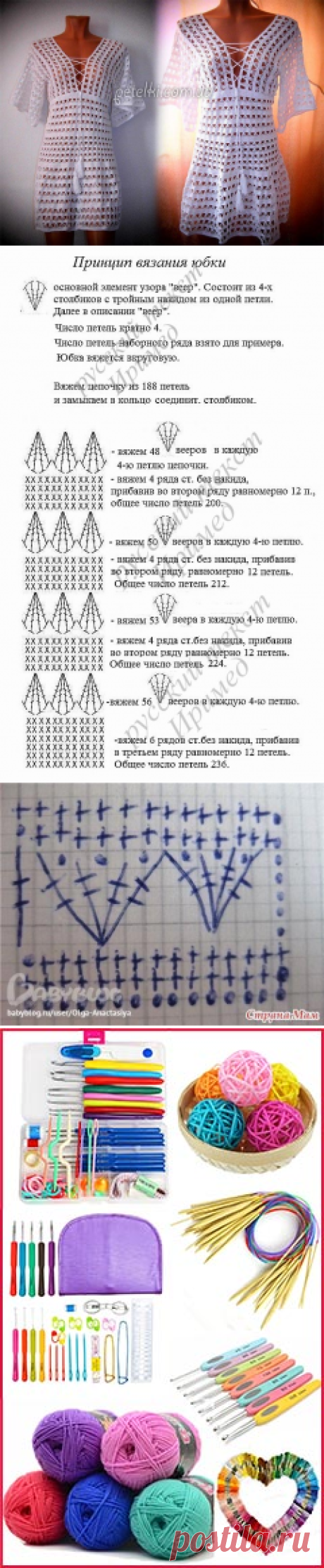 Красивая пляжная туника. Схемы, видеоуроки