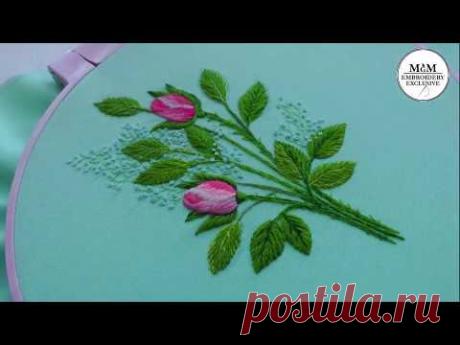 Цветочная вышивка | букет из роз | вышивка гладью