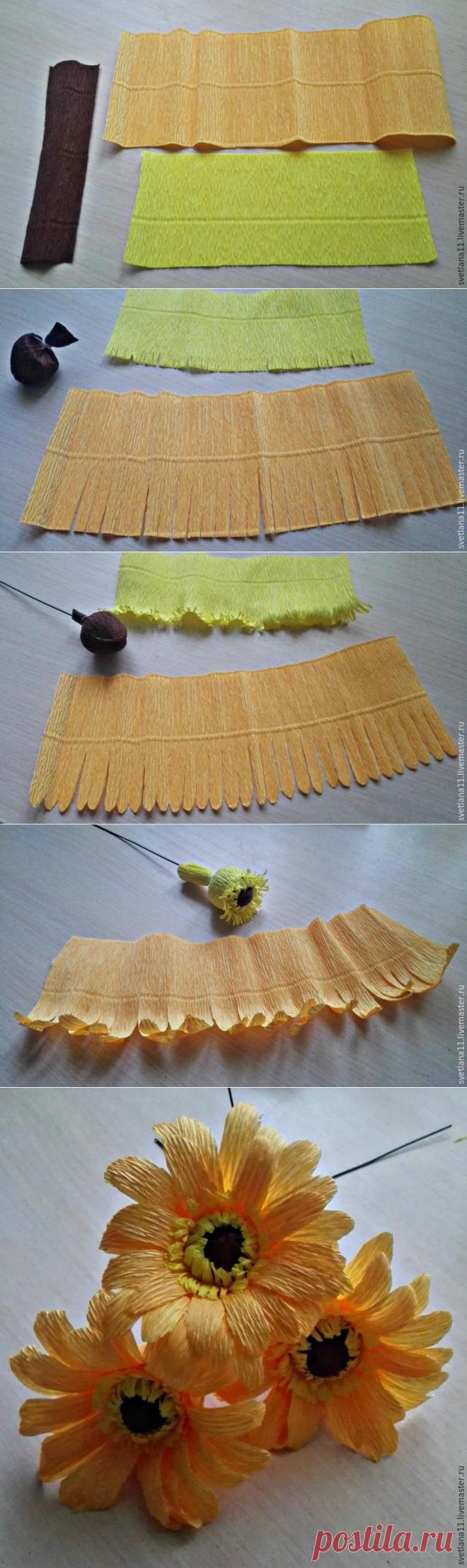 гербера из гофрированной бумаги