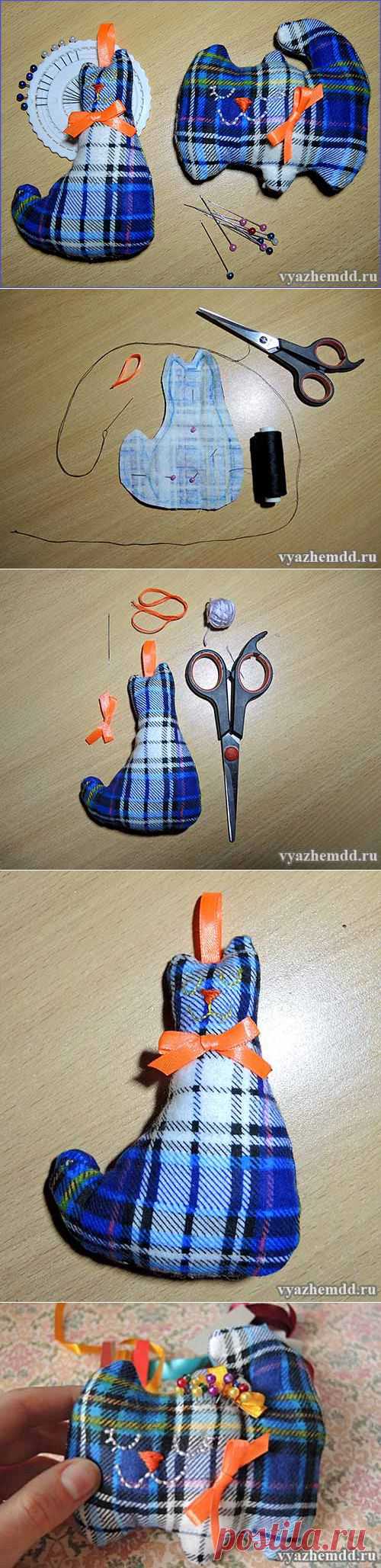 Игольница из ткани Кот | Милые мелочи