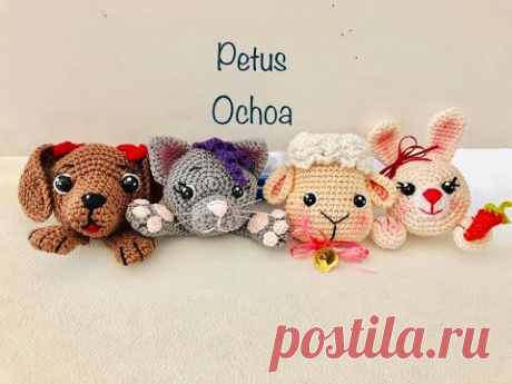 teje aplicación de cara de conejo porta/taza amigurumis by Petus