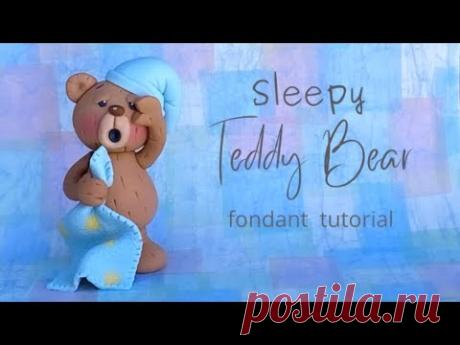 How to make a fondant SLEEPY TEDDY BEAR (Include Weights)