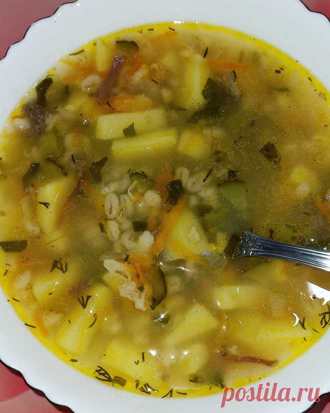 Рассольник с перловкой
