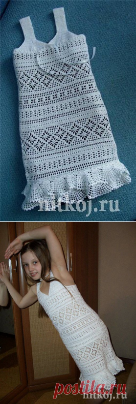 Филейное платье для девочки » Ниткой - вязаные вещи для вашего дома, вязание крючком, вязание спицами, схемы вязания