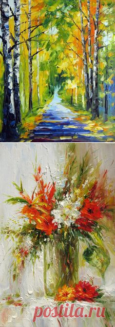 (1) ORIGINAL Oil Painting Golden Fall 30 X 23 Palette Knife Texture Colorful Trees Landscape Gold Yellow Green Park Rain ART by Marchella. $265.00, via…
