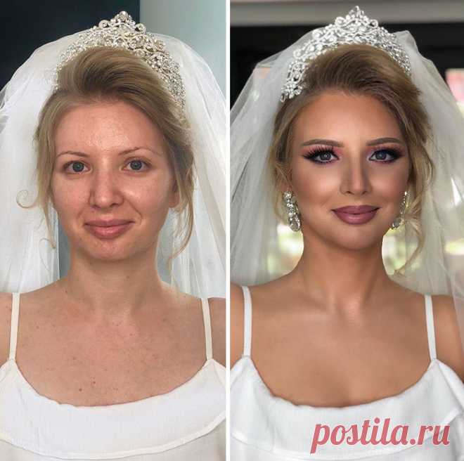 20 фото невест до и после того, как им нанесли свадебный макияж! Каждая девушка мечтает выглядеть идеально на своей свадьбе.  Она продумывает каждую малейшую деталь и перепроверяет всё по несколько раз. Сегодня мы хотим уделить внимание такой важной части как свадебный макияж. Это очень важный момент и сегодня мы покажем вам в какой мере. Мы собрали для вас по