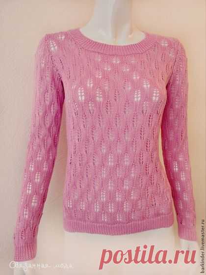 Вязаный ажурный джемперок "Розовый крокус" - кофточка,женская кофточка