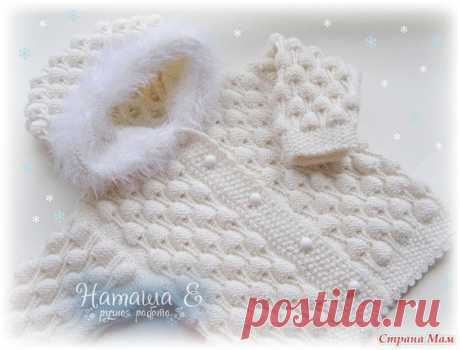 Детский каприз в две ниточки, спицы № 3,5, отделка капюшона Yarn art Tecno