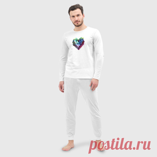 Мужская пижама с лонгсливом хлопок Геометрическое полигональное сердце - купить по цене 3095 руб в интернет-магазине Всемайки, арт 3643527