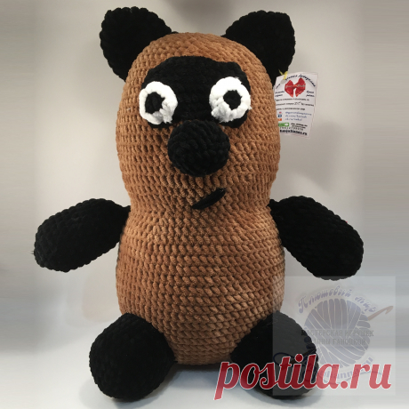 Винни пух игрушка купить плюшевая из мультика, вязаная, 40 см.Плюшевый мир Мастерская игрушек Анны Ганоцкой