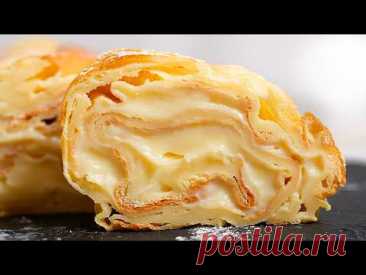 Тесто просто выливаю в противень! САМЫЙ простой и ВКУСНЫЙ рулет с заварным кремом!