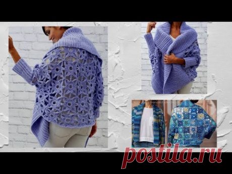 как вязать кардиган изнаночной стороной (субтитры)