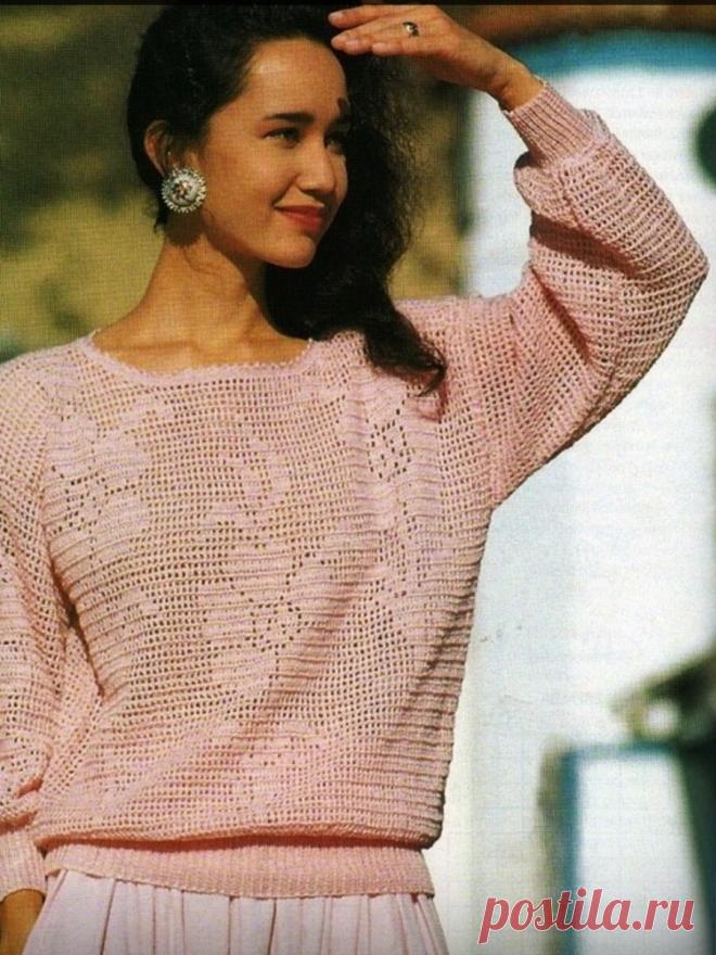 Филейные джемперы прошлых лет сегодня и сейчас.... | Asha. Вязание и дизайн.🌶 | Яндекс Дзен