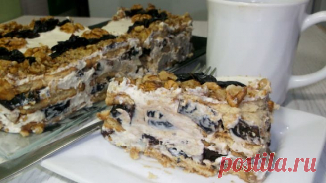 Торт без выпечки с черносливом и орехами — Мир интересного