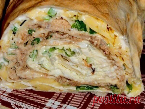 Рулет из лаваша с яйцом и майонезом