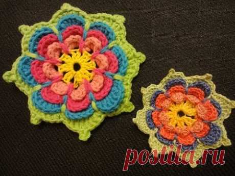 Объёмный цветок Вязание крючком Volumetric flower Crochet