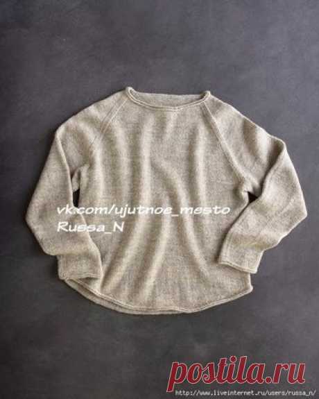 Пуловер-реглан спицами "Lightweight" от Purl Soho

Размер: XS(S, M, L, XL).
Обхват груди 28-31 (32-35, 36-39, 40-43, 44-47) "
(1 дюйм-2,54 см), и 1-4 " на свободное облегание.