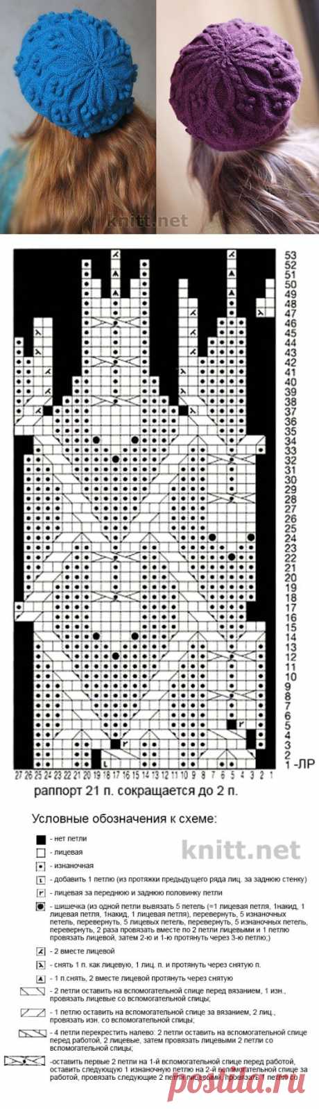 Вязаный спицами берет | knitt.net | Все о вязании