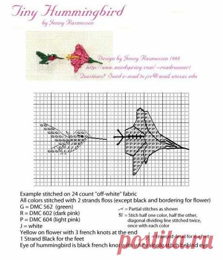 a cross stitch pattern with the words tiny hummingbird on it