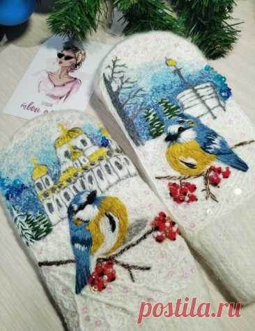 Идеи эксклюзивных варежек с ручной вышивкой