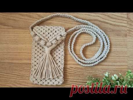 Сумочка для телефона. Макраме