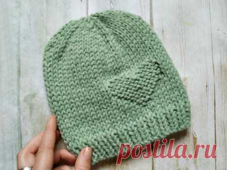 Простая шапочка с сердечком спицами » «Хомяк55» - всё о вязании спицами и крючком