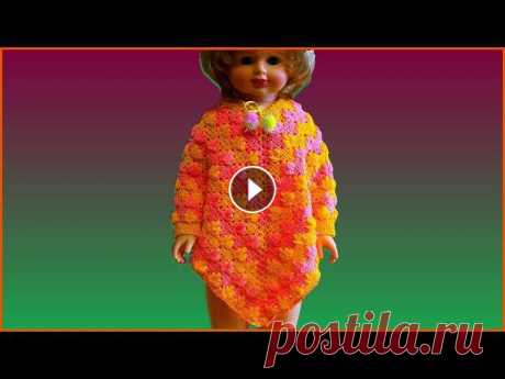 Пончо крючком. Вязание пончо. Красивый узор крючком. Часть 1. Crochet poncho. Part 1. Использована пряжа производства Пехорка &quot;Детская новинка&quot;, акрил, в 100 граммах 292 метра. На рост 86 см понадобилось пряжи 160 граммов. Крю...