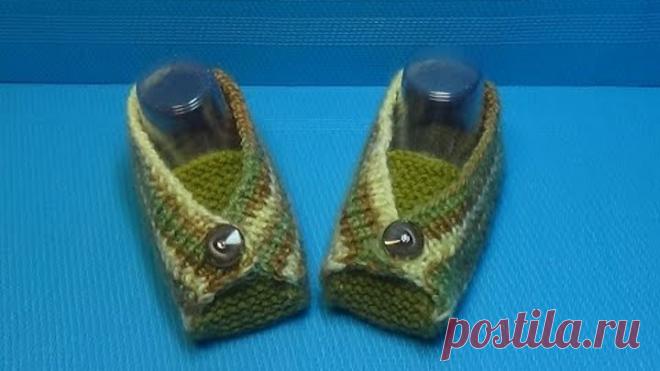 Вязание спицами пинетки-башмачки