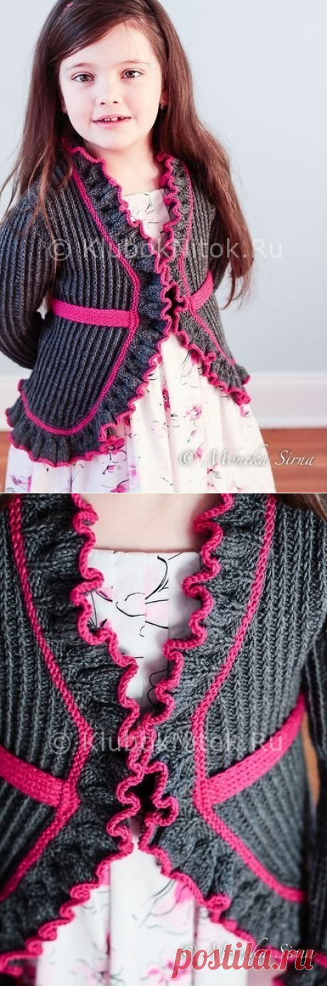 Кардиган для маленькой модницы | Вязание для девочек | Вязание спицами и крючком. Схемы вязания.