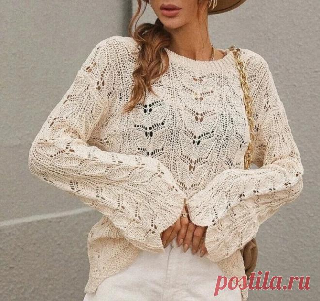 Джемпер спицами узором, похожим на бабочки