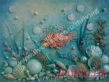 Создание коллажа в технике терра &quot;На морской глубине&quot; - Ярмарка Мастеров - ручная работа, handmade