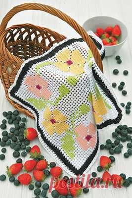 Скачайте схемы Салфетка с цветочным узором, вид рукоделия Филейное вязание - Валентина.ру