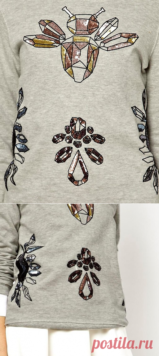 Essentiel Antwerp | Свитшот с вышитыми пайетками пчелами Essentiel Antwerp