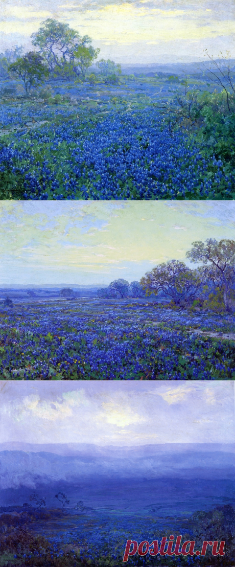 Американский художник-импрессионист Robert Julian Onderdonk (1882-1922). Голубые холмы Техаса.