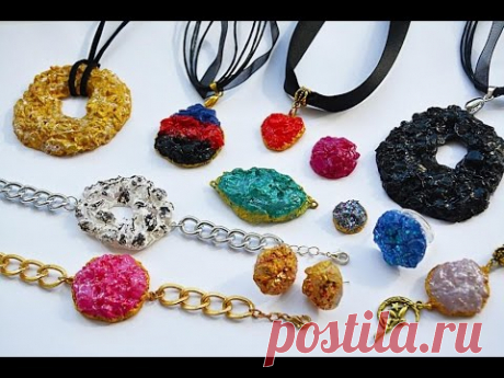 DIY Как сделать друзу своими руками. Украшения из друз и серединки Канзаши \  Drusa