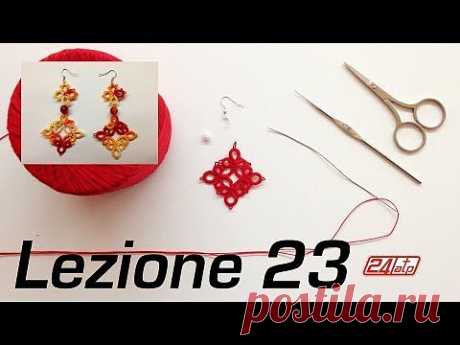 Chiacchierino Ad Ago - 23˚ Lezione Orecchino a Rombo Con Due Rombi Bijoux - Tutorial Needle Tatting - YouTube
