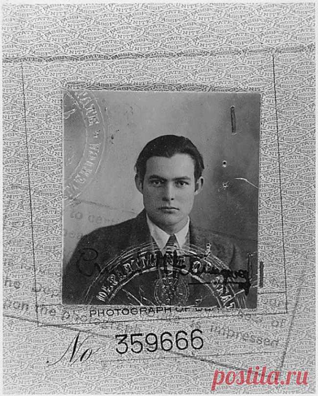 фото на паспорт Эрнеста Хмингуэя, 1923