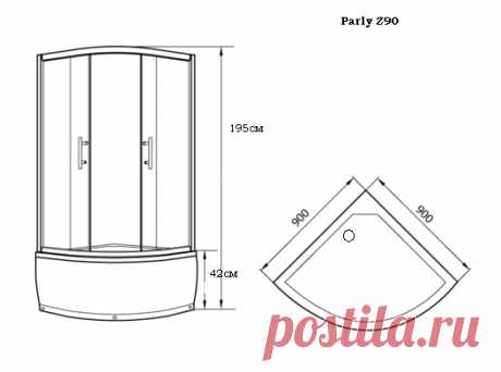 Душевой уголок Parly Z90 90*90*195 с поддоном — купить по цене 13 555 руб | «Нир-ванна»