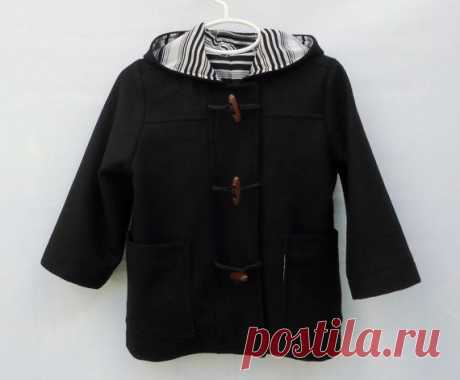 2Т с капюшоном классические duffle пальто в черной шерсти переключения по SwingCoat