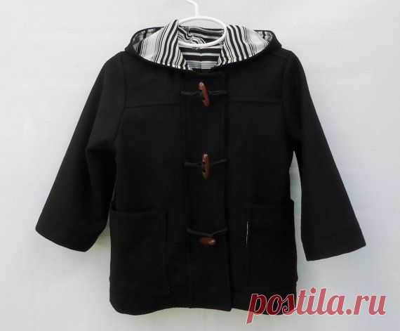 2Т с капюшоном классические duffle пальто в черной шерсти переключения по SwingCoat