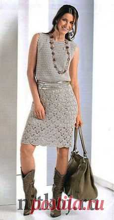 Платье, веерный узор крючком » Ниткой - вязаные вещи для вашего дома, вязание крючком, вязание спицами, схемы вязания