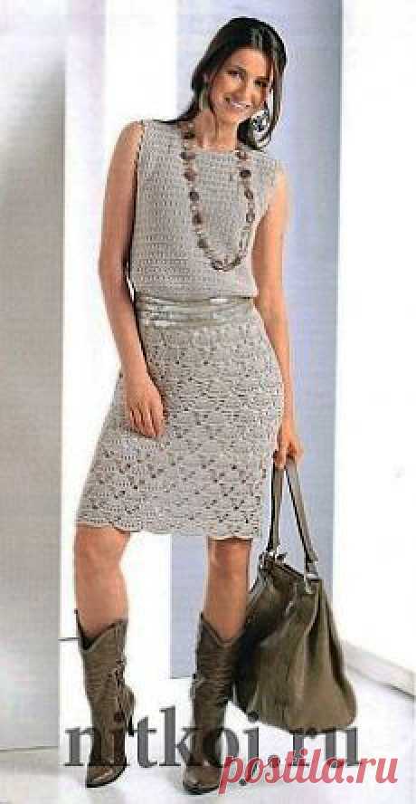 Платье, веерный узор крючком » Ниткой - вязаные вещи для вашего дома, вязание крючком, вязание спицами, схемы вязания