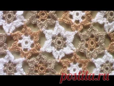 Мотивы крючком на примере шарфа - YouTube