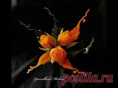 sculptez une fleur en carotte et courgette, learn to carve a flower in a carrot and a zucchini - YouTube