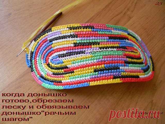Вязание из мусорных пакетов. Мастер-класс + видео